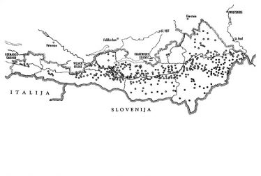 Poskus št. 3 Predlog koroških Slovencev za ureditev dvojezične topografije iz leta 2002. Približno 394 napisov.