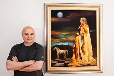 Samo Kralj s portretom Katarine Kresal