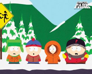 Risani junaki serije South Park, od leve Kyle, Stan, Kenny, Eric