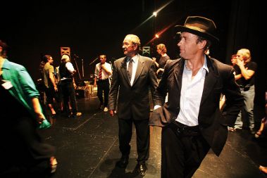Predstavitev novega ravnatelja Drame, Ljubljana: ravnatelj Ivo Ban in Janez Škof