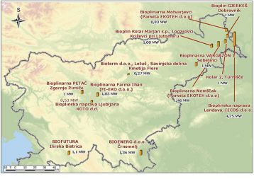 Bioplinske naprave v Sloveniji julija 2010. Vir: Kmetijski inštitut Slovenije