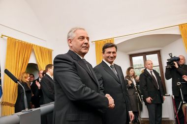 Ivo Sanader in Borut Pahor na gradu Mokrice