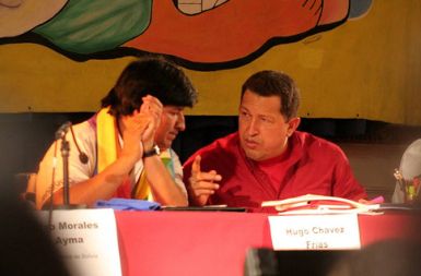 Evo Morales in Hugo Chavez