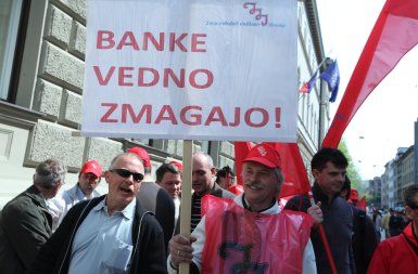Prizor z današnjih demonstracij ZSSS