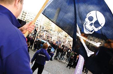 Demonstracije v podporo internetnega Pirate Bay, 18. aprila v Stockholmu