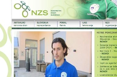 Izsek iz spletne strani Nogometne zveze Slovenije