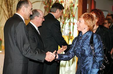 Politik Janez Janša in novinarka Rosvita Pesek