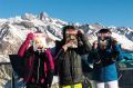 Zala, Nataša in Olly, zadaj Grossglockner, Avstrija