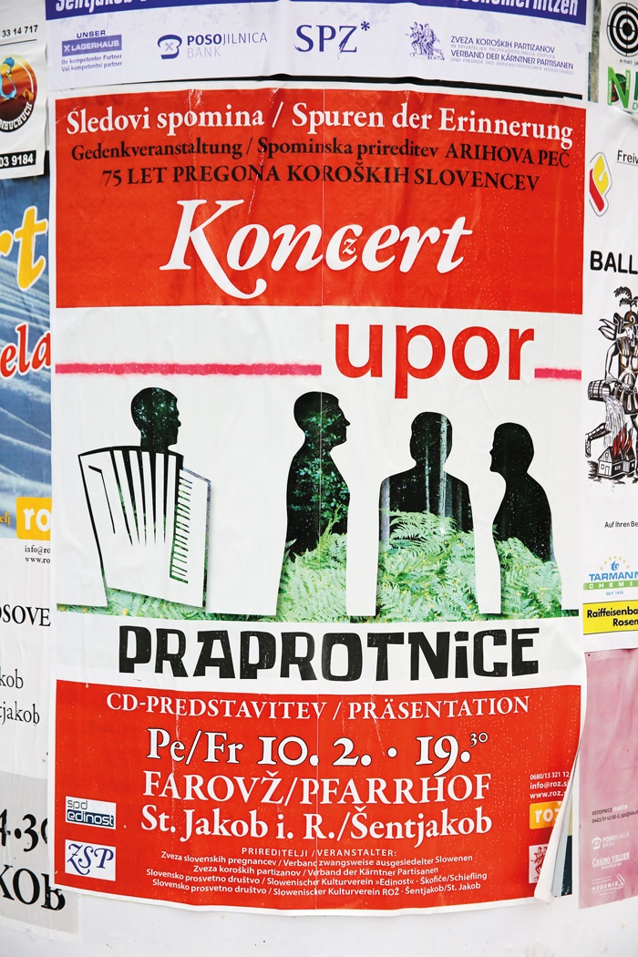 Plakat za koncert v Šentjakobu v Rožu v znak protesta.