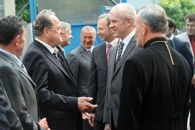 Ivan Zidar in Boris Tadić ob ogledu pastoralnega centra, ki raste ob pravoslavni cerkvi v Ljubljani. Gradi ga SCT.