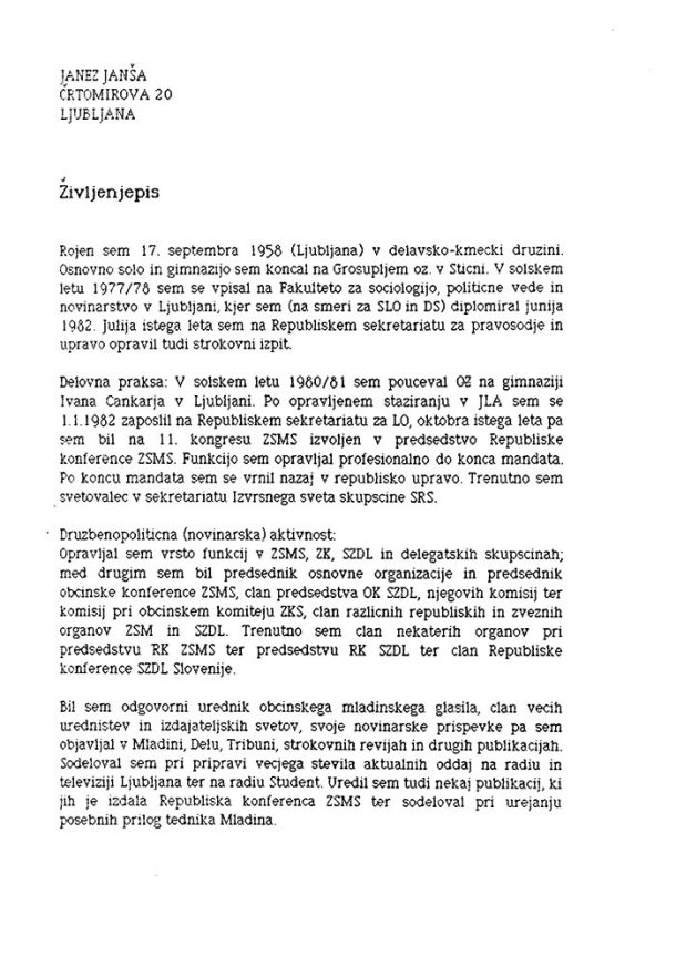 »Opravljal sem vrsto funkcij v ZSMS, ZK, SZDL«