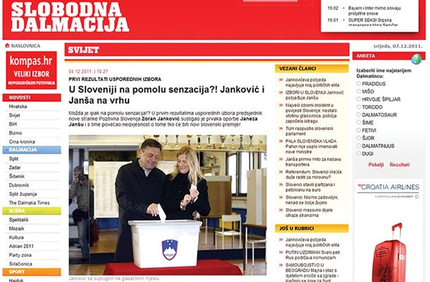 Hrvaški mediji so o Jankovićevi zmagali poročali uro in pol pred slovenskimi