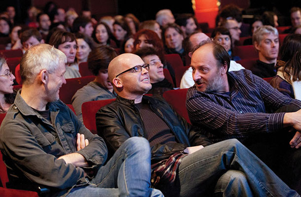Filmofili Koen Van Daele, Simon Popek in Jožko Rutar, otvoritev festivala Animateka 2011, Kinodvor, Ljubljana