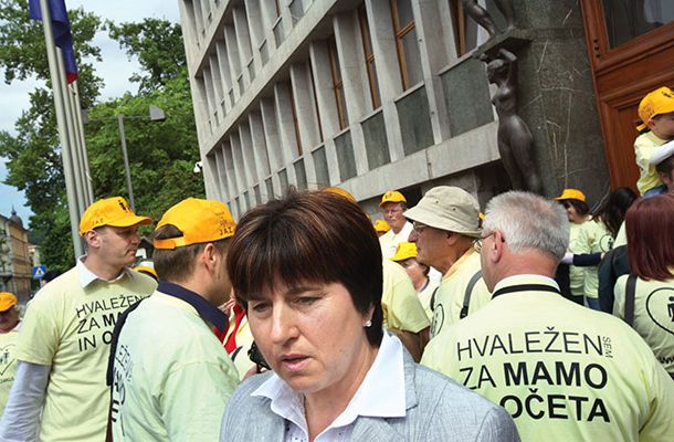 Zagovorniki ene in edine družine pred hramom demokracije