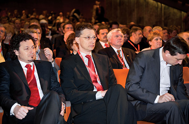 Kandidati za novega predsednika SD: Patrick Vlačič, Igor Lukšič, Borut Pahor (na sliki manjka še četrti kandidat Zlatko Jenko)