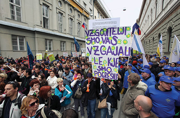 Demonstracije proti varčevalnim ukrepom, Ljubljana, 18. april 2012