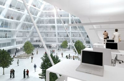 Zmagovalni projekt natečaja za novo upravno središče RS in Mesta Ljubljana definira nov tip upravnega prostora - velik pokrit javni volumen v energetsko ničelnem objektu 