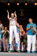 Urška Žolnir nad Iztokom Čopom, sprejem za olimpijce, Kongresni  trg, Ljubljana
