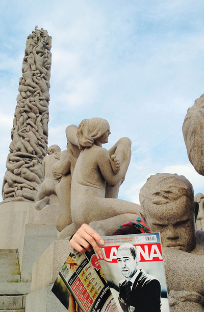 Osemnajstmetrski monolit v parku Vigeland, sestavljen iz 121 človeških figur, Oslo, Norveška / Foto Uroš