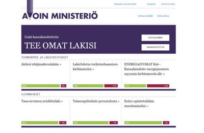 Internetna stran finskega odprtega ministrstva 
