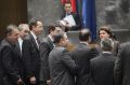 Foto tedna: Novoizvoljena mandatarka za sestavo vlade Alenka Bratušek prejema čestitke s strani najzvestejših sledilcev odhajajočega predsednika vlade Janeza Janše, 27. februar, državni zbor, Ljubljana