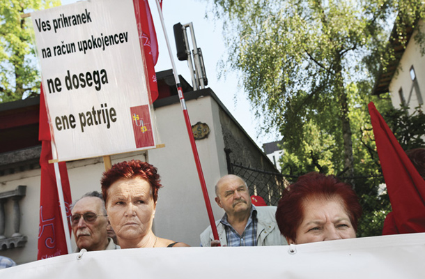 Protest upokojencev v času Janševe vlade 