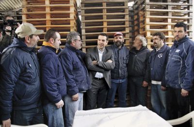 Aleksis Cipras, voditelj Sirize med delavci v Solunu 