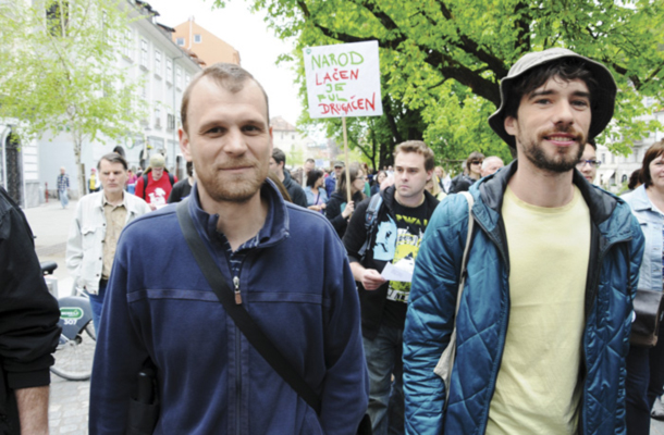 Uroš Lubej in Miha Blažič N’toko na 5. vseslovenski ljudski vstaji v Ljubljani