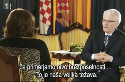 Spraševalka Ilinka Todorovski in hrvaški predsednik Ivo Josipović 