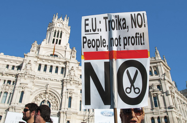 Protest proti varčevalni ukrepom trojke v Madridu 