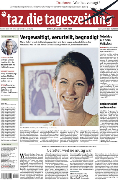 Naslovnica nemškega časnika Tageszeitung, ki je v zadružni lasti zaposlenih in bralcev