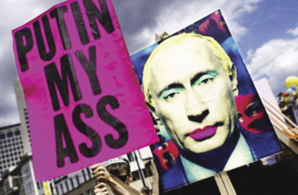 Protest proti ruskemu odnosu do istospolno usmerjenih v Berlinu 