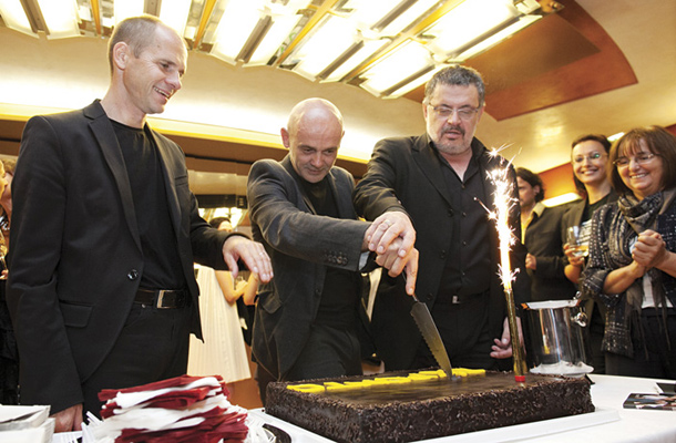 20. Mednarodni festival uprizoritvenih umetnosti Ex Ponto 2013: Direktor Damir Domitrović in ministra Uroš Grilc in Branislav Mićunović (ČG), SNG Opera in balet, Ljubljana