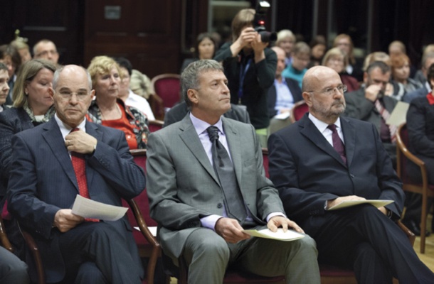 Prvi trije: tožilec Fišer, minister Pličanič, sodnik Masleša