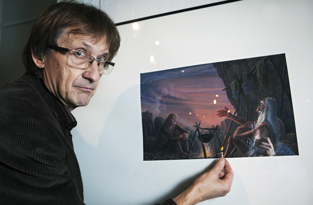 Zvonko Čoh, razstava ilustracij Od lintverna, Stekleni atrij Mestne hiše, Ljubljana