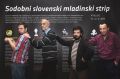 Avtorji Matej de Cecco, Marjan Manček, Ivan Mitrevski in Damijan Stepančič, razstava Sodobni slovenski mladinski strip, atrij ZRC SAZU, Ljubljana
