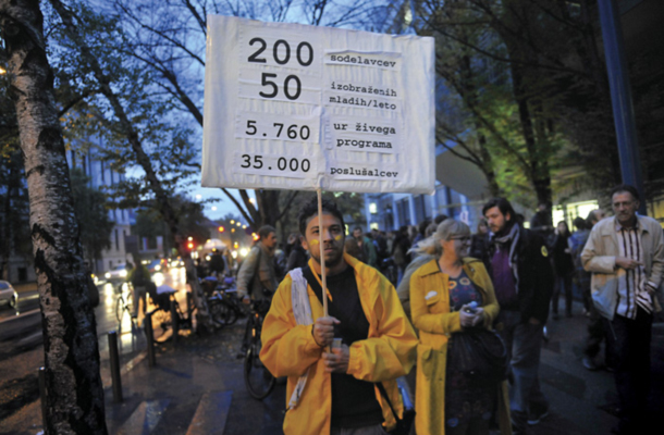 Protestni shod za ohranitev neodvisnega Radia Študent, 24. oktobra 2013