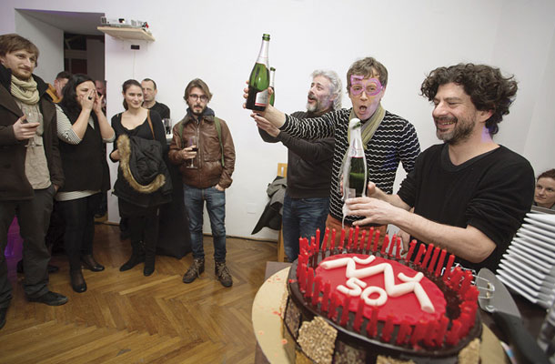 Mednarodni grafični likovni center, Ljubljana: Janez Janša, praznovanje 50. rojstnega dne
