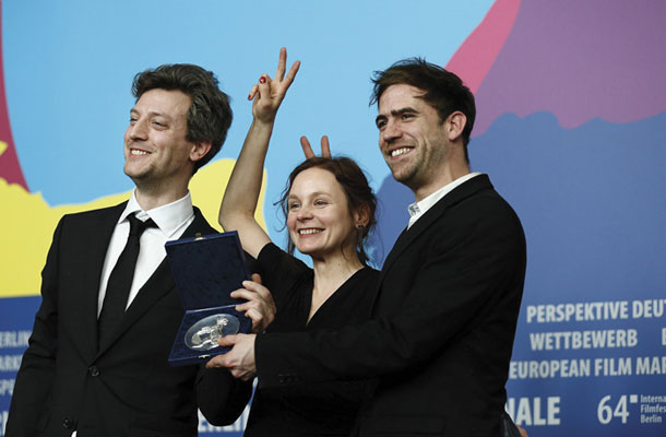 Guillaume Cailleau, Hanna Slak in Michel Balague s srebrnim medvedom