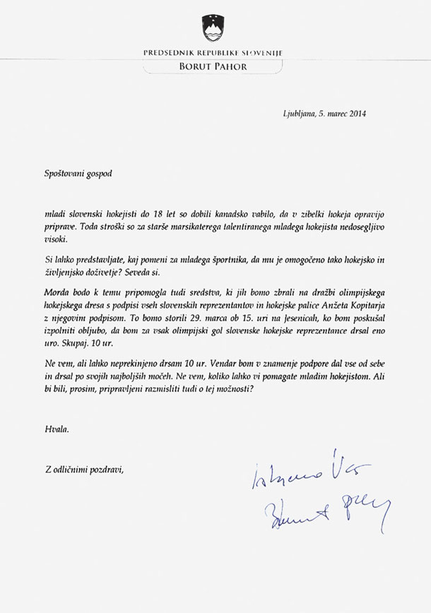Poziv predsednika Pahorja k pomoči mladim hokejistom