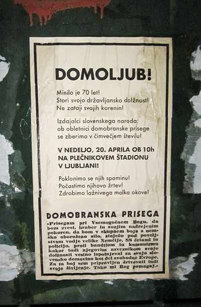Plakat na ljubljanskem Plečnikovem stadionu 19. aprila 2014