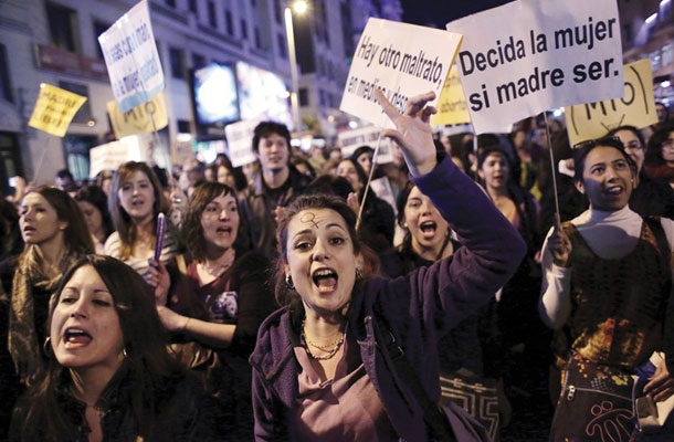 Ženski protest proti konzervativcem v Madridu