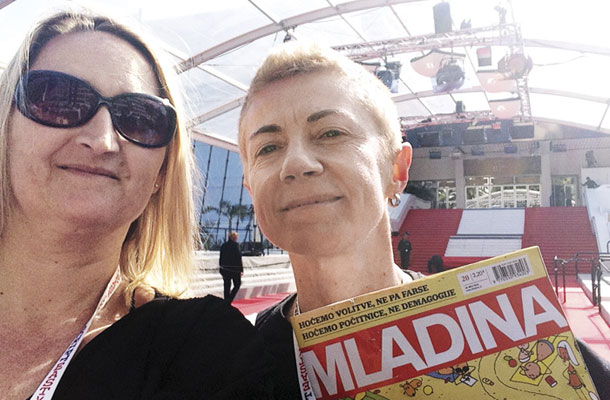 Režiserka Maja Weiss in pisateljica Suzana Tratnik na rdeči preprogi, filmski festival Cannes / Foto Maja Weiss