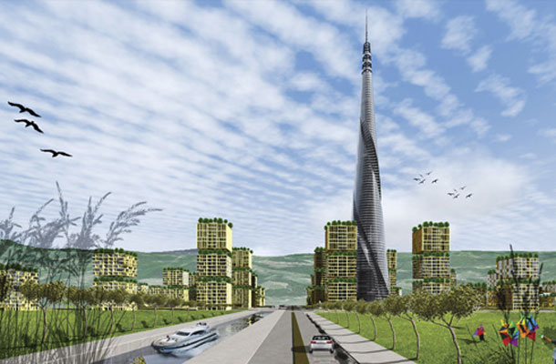 Futuristični nebotičnik v Kopru, kot so si ga zamislili projektanti arhitekturnega studia Draft