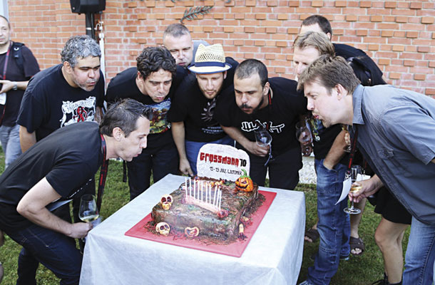 10. Grossmannov festival fantastičnega filma in vina, Ljutomer: Grossmannova ekipa s torto 