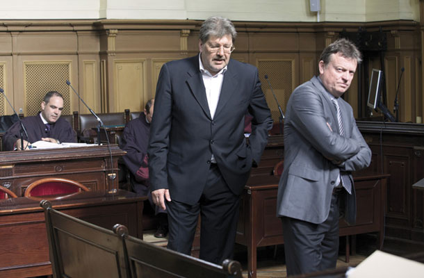 Igor Bavčar in Boško Šrot na sodišču, ki ju je pravnomočno obsodilo na večletne zaporne kazni