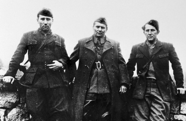 Aleksandar Ranković, Josip Broz Tito in Milovan Đilas med vojno.
