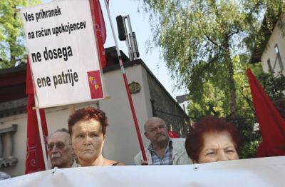 Eden izmed protestov za boljši položaj upokojencev 