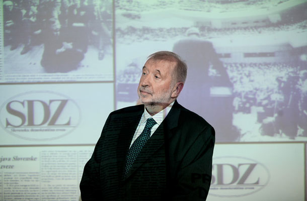 Dimitrij Rupel na 25. obletnici ustanovitve Slovenske demokratične zveze 10. januarja 2014. Dimitrij Rupel je bil prvi predsednik SDZ. 