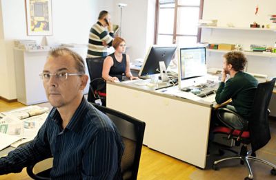 Miha Obit, predsednik zadruge Novi Matajur, v prostorih uredništva